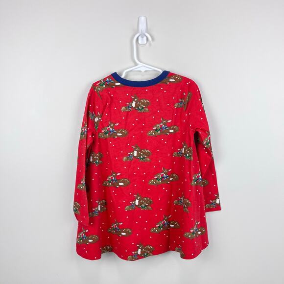 Mini Boden Printed Tunic Rockabilly Red Festive Deer 5-6 NWT - Picture 5 of 6